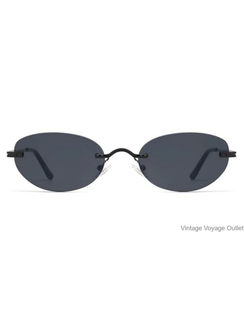 Retro Rimless Oval Sunglasses Women Trendy Narrow Shades UV Protection